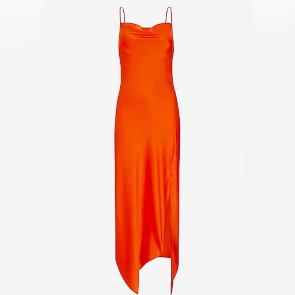 Express satin cowl neck maxi slip dress